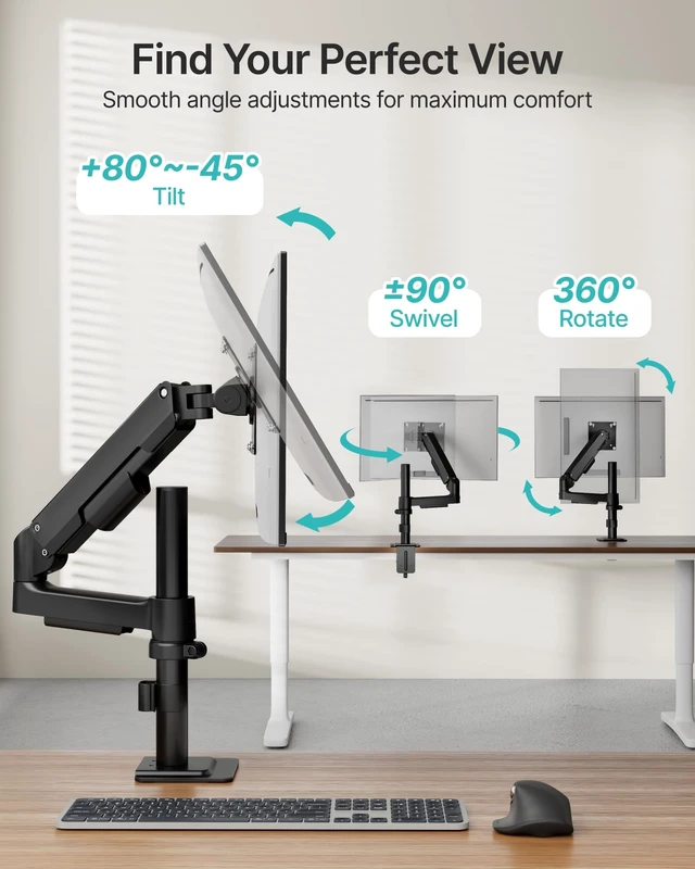 Alt view image 3 of 5 - PEGZONE Single Monitor Arm for 17-32 Inch Screens, Holds up to19.8 lbs