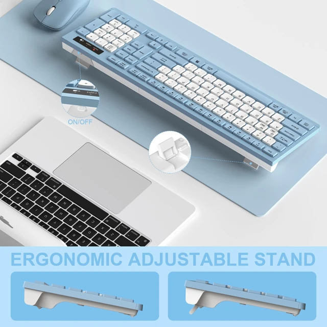 Alt view image 5 of 5 - Wireless Keyboard and Mouse Combo Silent for Office and Home(Misty Blue-B)
