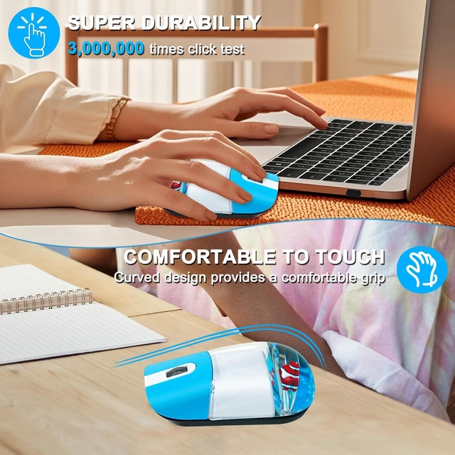 Alt view image 5 of 5 - Wireless Mouse with Liquid Water Section & Floater Animal Portable Retro Silent Cute Aqua Mouse with USB Receiver Lightweight 1000DPI Optical Clear Water Mice for Laptop PC Computer (Blue, Clow