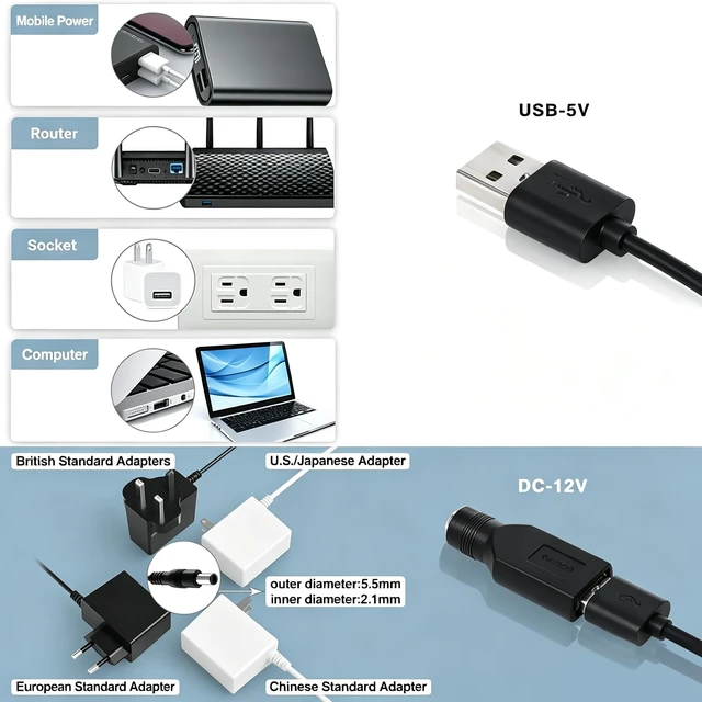 Alt view image 4 of 5 - Xiaoqijia 3X 120mm Cabinet Fan ^^ 5V/12V USB/DC IPX5 Waterproof 10-Speed