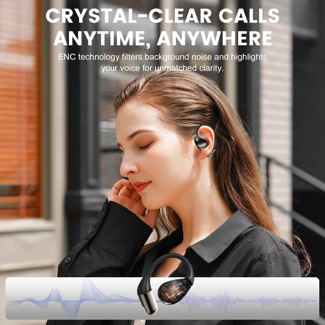 Alt view image 5 of 5 - Conyat Open-Ear Headphones, Bluetooth 6.0 Wireless Earbuds Powerful Sound, 40H Open Ear Earbuds with ENC Mic, Comfortable Ear Hooks/IP7 Waterproof/Fast Charging Earphones for Workouts/Running,