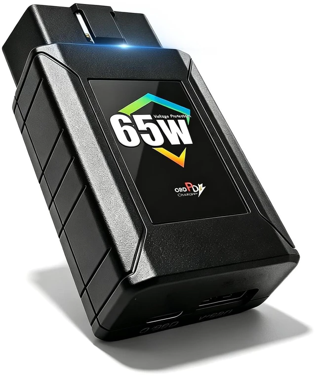 Main image of PD65W & QC3.0 HighPower Car OBD2 to USB Fast Charging Adapter with LowVoltage Protection, USBC & USBA Ports, Compatible with 12V/24V Vehicles, for Dash Cam, Phone, Tablet & Laptop Charging