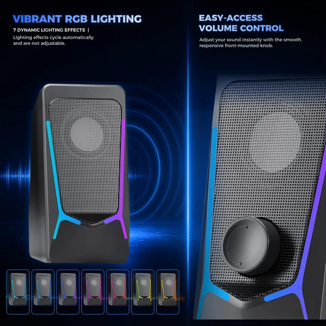 Alt view image 4 of 5 - ROSON Computer Speakers for Desktop PC, Gaming Speaker with Volume Control