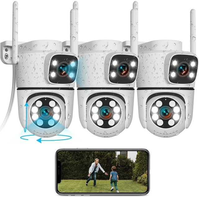Main image of OOSSXX 5MP 2.7K HD Dual Lens PTZ Cameras WiFi Security Camera Outdoor, 3Pcs