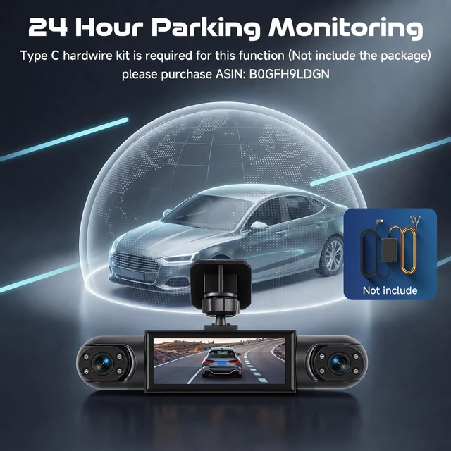 Alt view image 5 of 5 - 360 Dash Cam Front and Rear Inside Left Right, 4 Channel 1080P Dash Cam