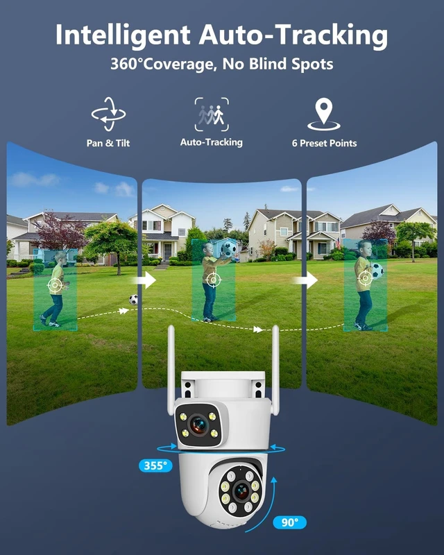 Alt view image 5 of 5 - OOSSXX 5MP 2.7K HD Dual Lens PTZ Cameras WiFi Security Camera Outdoor, 3Pcs