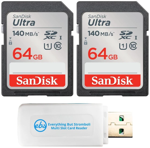 Main image of SanDisk SD Card 64GB Ultra (2 Pack) Class 10 Memory Card SDSDUNB-064G-GN6IN