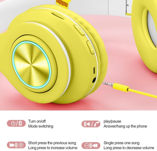 Alt view image 2 of 5 - Bluetooth Over Ear Headphones with Colorful LED Lights,Hi-Fi Stereo
