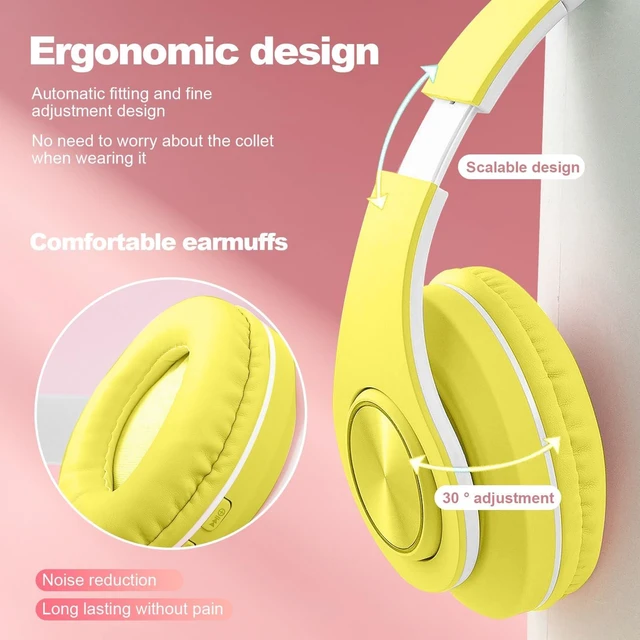 Alt view image 4 of 5 - Bluetooth Over Ear Headphones with Colorful LED Lights,Hi-Fi Stereo