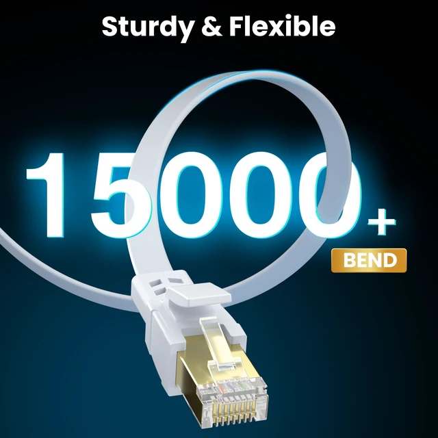 Alt view image 4 of 5 - BAHIWOM Cat8 Ethernet Cable 150 ft High Speed White Flat Patch Cord