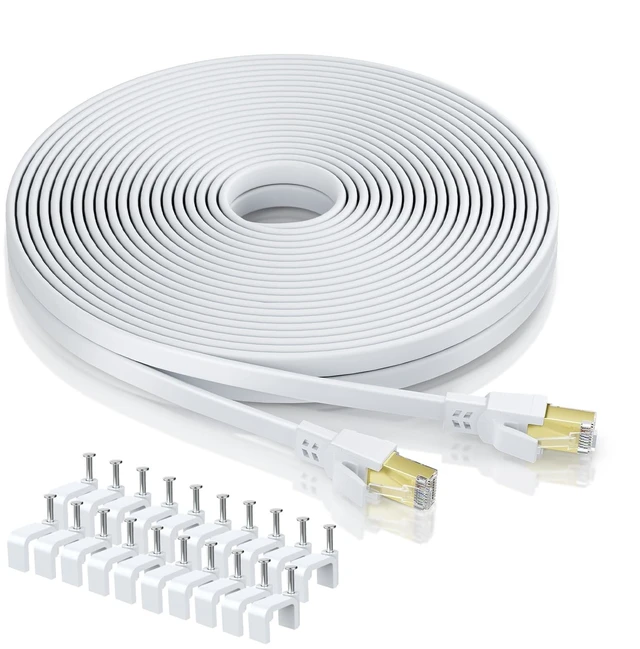 Main image of BAHIWOM Cat8 Ethernet Cable 150 ft High Speed White Flat Patch Cord