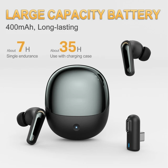 Alt view image 4 of 5 - Hamwesh Wireless Gaming Earbuds, 20ms Ultra Low Latency, Dual Device Connectivity, 3D Sound Quality, ENC Noise Cancelling Mic, with USB C Dongle, for VR Gaming, Phone, Tablet, Laptop, (Black)