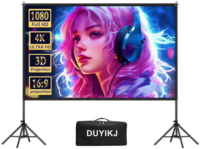 Main image of Projector Screen with Stand,120 inch Portable Outdoor Indoor Movie Screen Rear Projection Screen Wrinkle-Free16:9 4K HD with Carry Bag for Home Theater Backyard Night