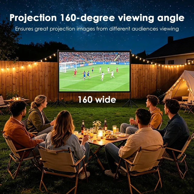Alt view image 2 of 5 - Projector Screen with Stand,120 inch Portable Outdoor Indoor Movie Screen Rear Projection Screen Wrinkle-Free16:9 4K HD with Carry Bag for Home Theater Backyard Night