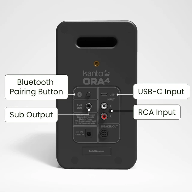Alt view image 3 of 5 - Kanto ORA4 Powered Bluetooth Desktop Speakers - Pair Matte Black
