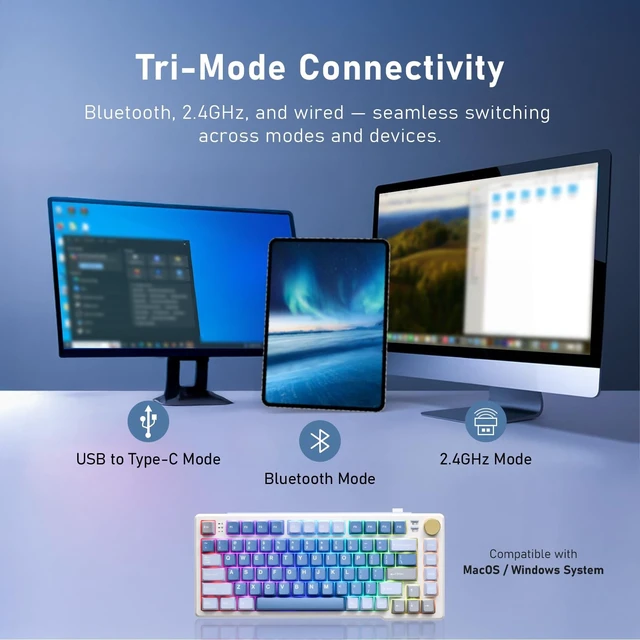 Alt view image 2 of 5 - iRocks K103R RGB 75% Mechanical Gaming Keyboard w/Knob, Bubble Switch