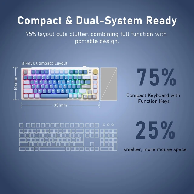 Alt view image 3 of 5 - iRocks K103R RGB 75% Mechanical Gaming Keyboard w/Knob, Bubble Switch