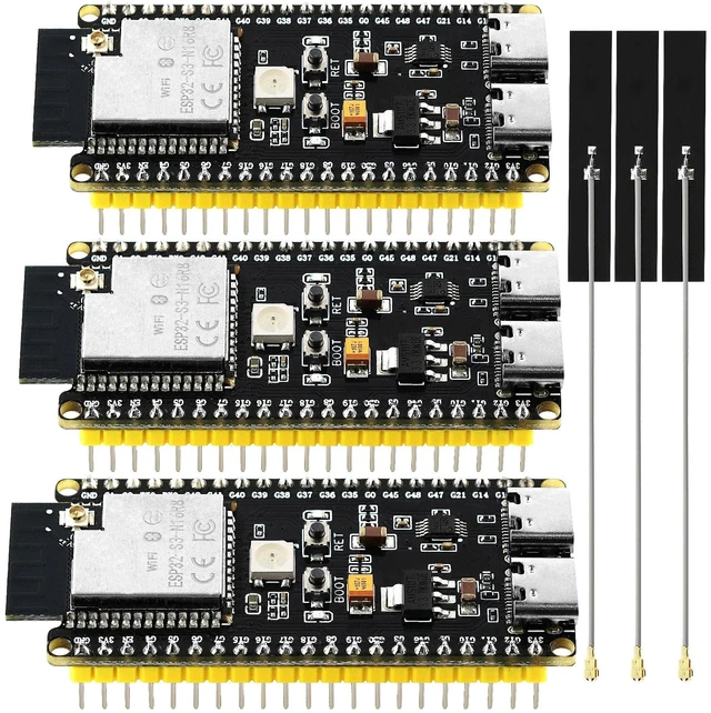 Main image of 3PCS ESP32 S3 Development Board with Extended Antennas, Dual-Core N16R8, Type-C Port & CH340X Chip 42Pin, ESP32 S3 DevKit for Arduino