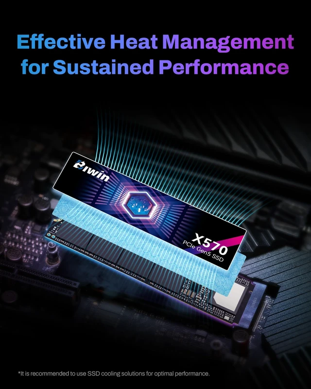 Alt view image 4 of 5 - BIWIN Black Opal X570 Gen5 SSD 2TB, M.2 2280 PCIe 5.0 NVMe 2.0, Up to 14500 MB/s, Directstorage Compatible Internal PC Solid State Drive for Laptop, Desktop - BX570NN02TB-RGX