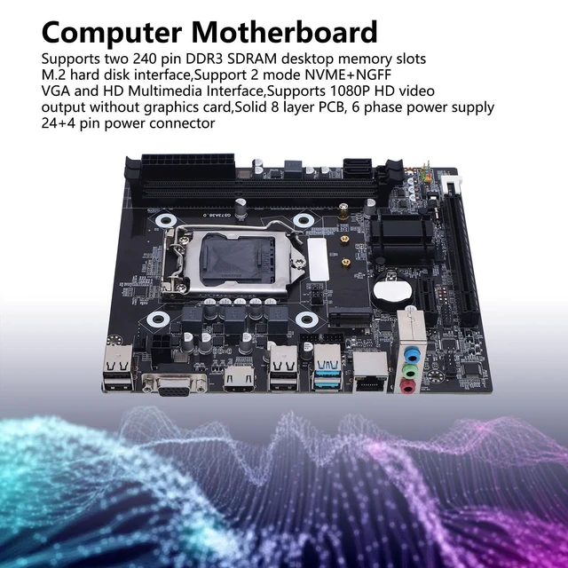 Alt view image 3 of 5 - LICAEVEY H81 Gaming Motherboard M ATX LGA 1150 for 4th Gen Core i3 i5 i7 & E3 V3 CPUs, DDR3 16GB, M.2 NVMe, SATA 6Gbps, PCIe x16