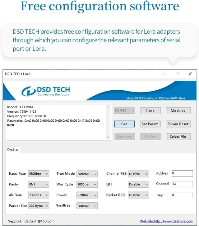Alt view image 4 of 5 - DSD TECH Lora Module SH-B50L RS485/232 to Lora Adapter Lorawan Wireless Transceiver