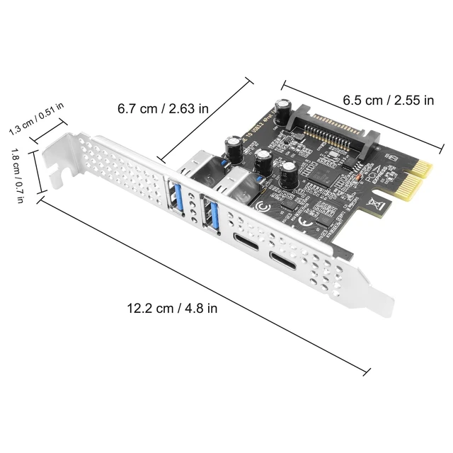 Alt view image 2 of 5 - XMSJSIY PCIe to USB A 3.0 Type-C Expansion Card