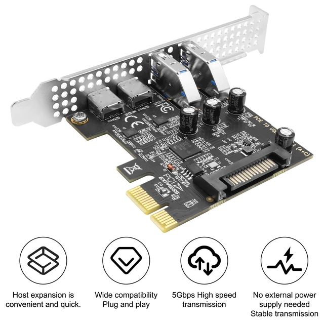 Alt view image 5 of 5 - XMSJSIY PCIe to USB A 3.0 Type-C Expansion Card
