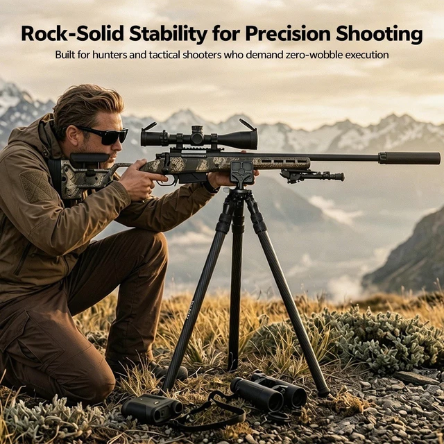 Alt view image 2 of 5 - TONYBOO Carbon Fiber Tripod for Hunting with Rifle Shooting Saddle Clamp, CNC Machining Heavy Duty Rifle Tripod with 360 Ball Head,Lightweight, Stable Shooting Rest for Rifles - TQ-2836-U8