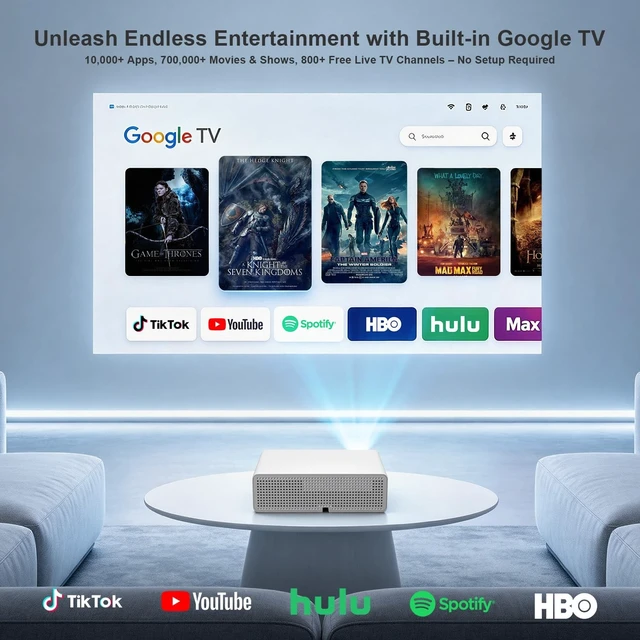 Alt view image 2 of 5 - XENPONAD 4K Smart Projector with Google TVNative 1080P 1000 ANSI Projector
