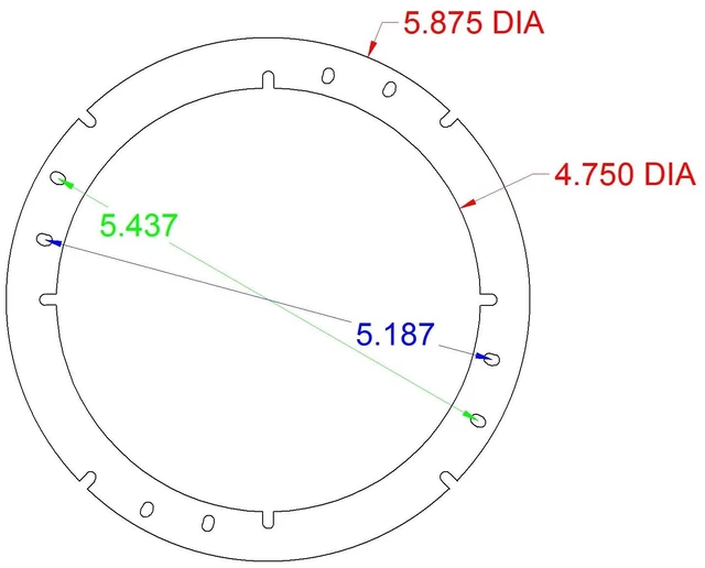 Alt view image 3 of 3 - 5.25" 5 1/4" Speaker Spacers Depth Extender Extending Rings - 3/4" thick - ID: 4 3/4" OD: 5 3/4" - 1 Pair - SSK525XK - Stackable - Perfect For Framing Fiberglass Enclosures