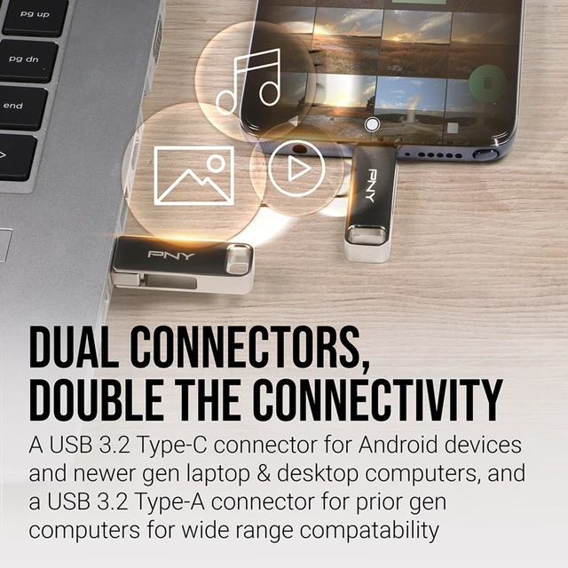 Alt view image 5 of 5 - PNY 128GB Duo Link USB 3.2 Type-C Dual Flash Drive