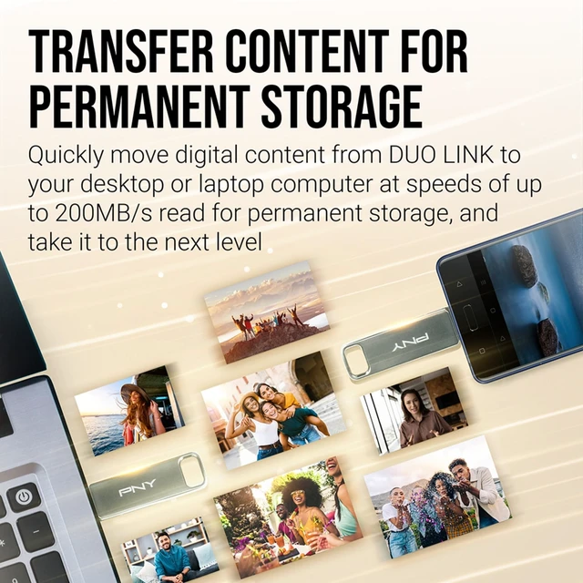 Alt view image 4 of 5 - PNY 128GB Duo Link USB 3.2 Type-C Dual Flash Drive