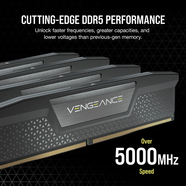 Alt view image 3 of 5 - CORSAIR VENGEANCE DDR5 RAM 32GB (2x16GB) 5200MHz CL40-40-40-77 1.25V Intel XMP Desktop Computer Memory - Black (CMK32GX5M2B5200C40)