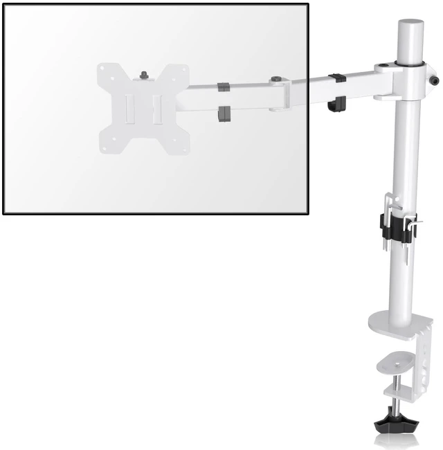 Main image of Suptek Single Monitor Arm Desk Mount Fully Adjustable Monitor Stand for 1 / One Screen up to 13" to 32" Extra Tall 15.75 inch Pole,VESA 75x75mm or 100x100mm,White (MD9421W)