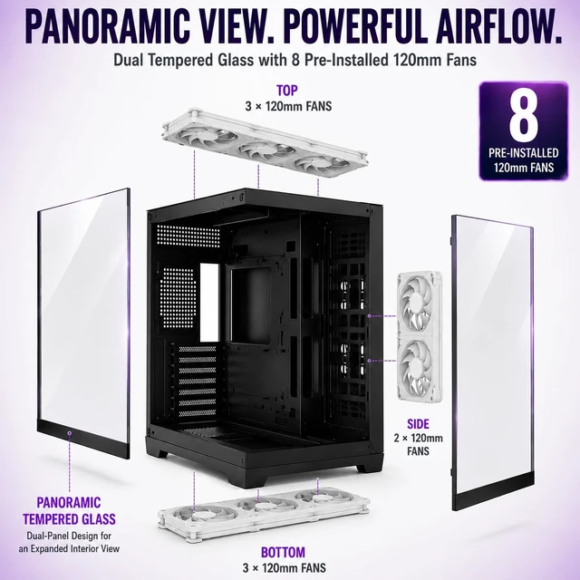 Alt view image 5 of 5 - Evounic Micro-ATX Mini-Tower Gaming PC Case Includes 650W Power Supply