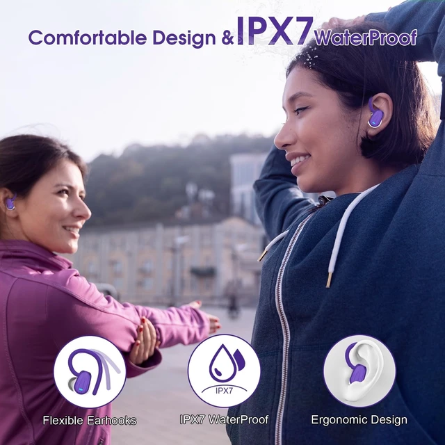 Alt view image 3 of 5 - Wireless Earbuds Bluetooth 5.4, 50H Playtime Sport Earphones with Earhooks