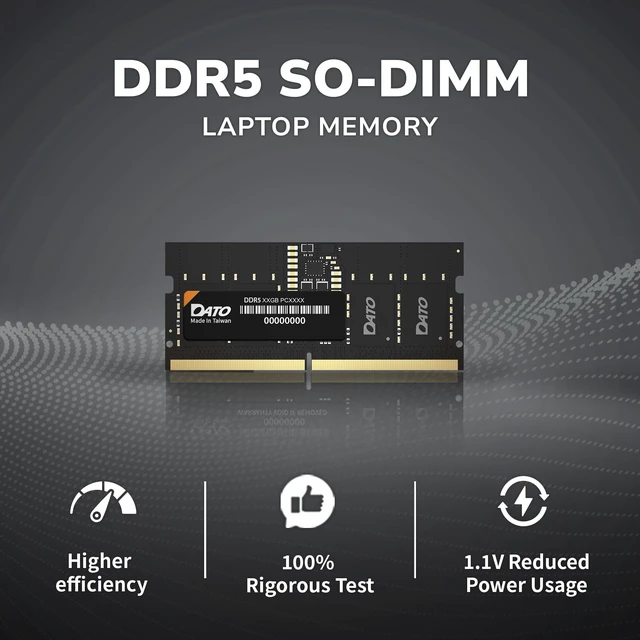 Alt view image 2 of 5 - DATO DDR5 8GB RAM 5600MHz PC5-44800 CL46 SODIMM 1.1V 262-Pin Non-ECC SODIMM Laptop Notebook Memory Module