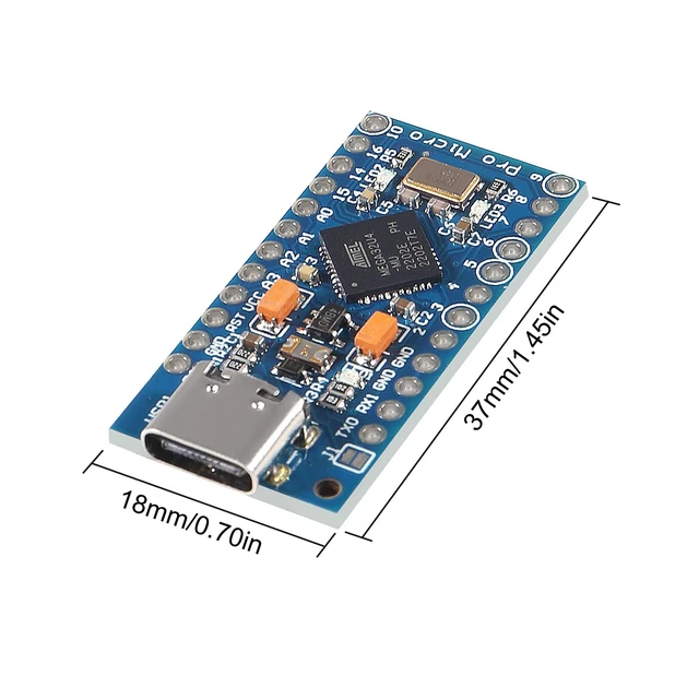 Alt view image 3 of 5 - AITRIP 6PCS Pro Micro ATmega32U4 5V 16MHz Type-C Development Module Board with 2 Row pin Header Compatible arduino Leonardo Replace ATmega328 Pro Mini