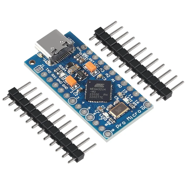 Alt view image 4 of 5 - AITRIP 6PCS Pro Micro ATmega32U4 5V 16MHz Type-C Development Module Board with 2 Row pin Header Compatible arduino Leonardo Replace ATmega328 Pro Mini