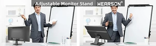 Alt view image 4 of 5 - WEARSON Dual Monitor Arm Desk Mount - Height Adjustable Tiltable Swivel Rotatable Double Monitor Arms for 2 Monitors VESA 75/VESA 100mm Support up to 32 inch