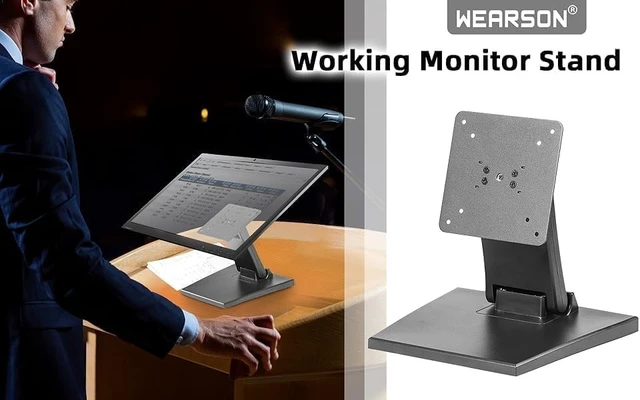 Alt view image 5 of 5 - WEARSON Dual Monitor Arm Desk Mount - Height Adjustable Tiltable Swivel Rotatable Double Monitor Arms for 2 Monitors VESA 75/VESA 100mm Support up to 32 inch