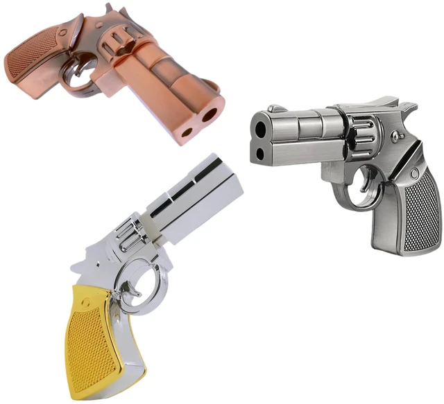 Main image of WooTeck 3 Pack 64GB Metal Revolver Pistol Gun USB Flash Drive Memory Stick(Copper,Livid,Silver)
