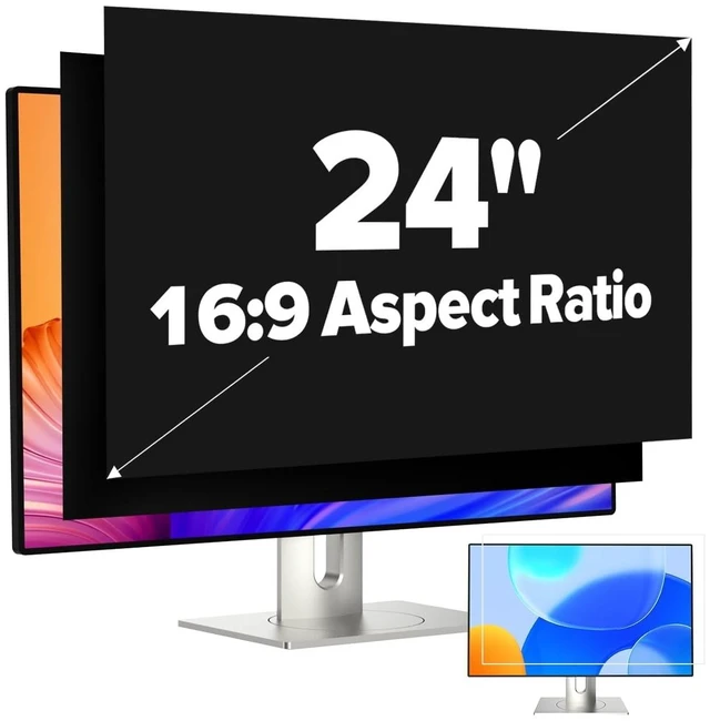Main image of JEAPKA [2-Pack 24 Inch Privacy Screen for Monitor Computer Screen Privacy Filter for 16:9 Widescreen Monitor Desktop PC Monitor Privacy Film Monitor Privacy Shield and Anti-Glare Protector