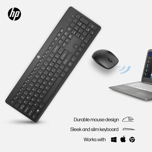 Alt view image 4 of 5 - HP 230 Wireless Mouse and Keyboard Combo - 2.4GHz Wireless Connection - Long Battery Life - Durable & Low-Noise Design - Windows & Mac OS - Adjustable 1600 DPI - Numeric Keypad (18H24AA