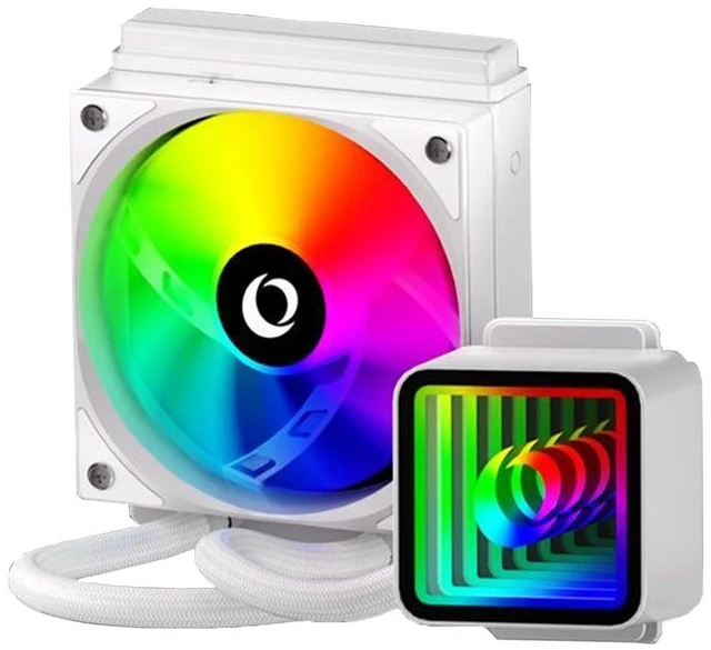 Main image of 120mm AIO CPU Liquid Cooler Water Cooling for Intel & AMD, Hydraulic Bearing Silence ARGB PWM Sync, TDP 230W, Infinite Mirror Pump, 120mm Radiator Water Cooler for LGA 1700/1200/115X/AM5/AM4, Wh