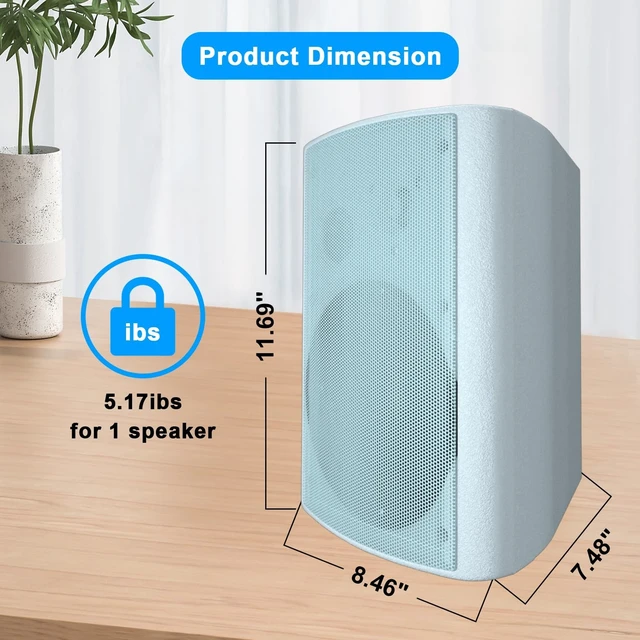 Alt view image 5 of 5 - STUDIOFINIX 800W 6.5 Inch Bluetooth Outdoor Speakers Waterproof Wired with Multifunctional Amplifier Wall Mount Weatherproof Loudspeaker System for Patio Garden Poolside Home(4 Speakers,White)