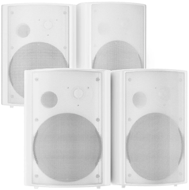 Main image of STUDIOFINIX 800W 6.5 Inch Bluetooth Outdoor Speakers Waterproof Wired with Multifunctional Amplifier Wall Mount Weatherproof Loudspeaker System for Patio Garden Poolside Home(4 Speakers,White)