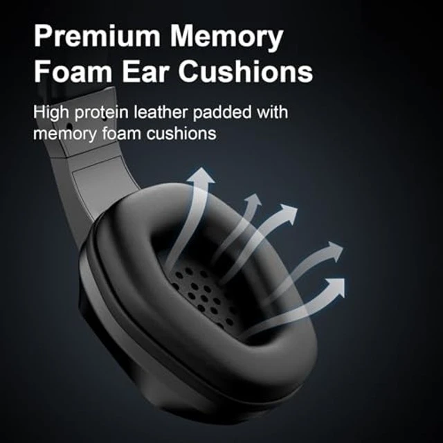 Alt view image 5 of 5 - LICAEVEY Wireless Gaming Headset, Low Latency Gaming Headphones, 40mm Drivers, LED Lights, Over Ear Earphones with Omnidirectional Microphone for Music and Movies (Black+Wireless BT Vers