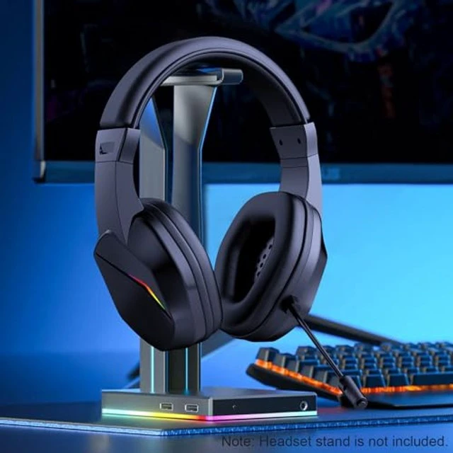 Alt view image 3 of 5 - LICAEVEY Wireless Gaming Headset, Low Latency Gaming Headphones, 40mm Drivers, LED Lights, Over Ear Earphones with Omnidirectional Microphone for Music and Movies (Black+Wireless BT Vers