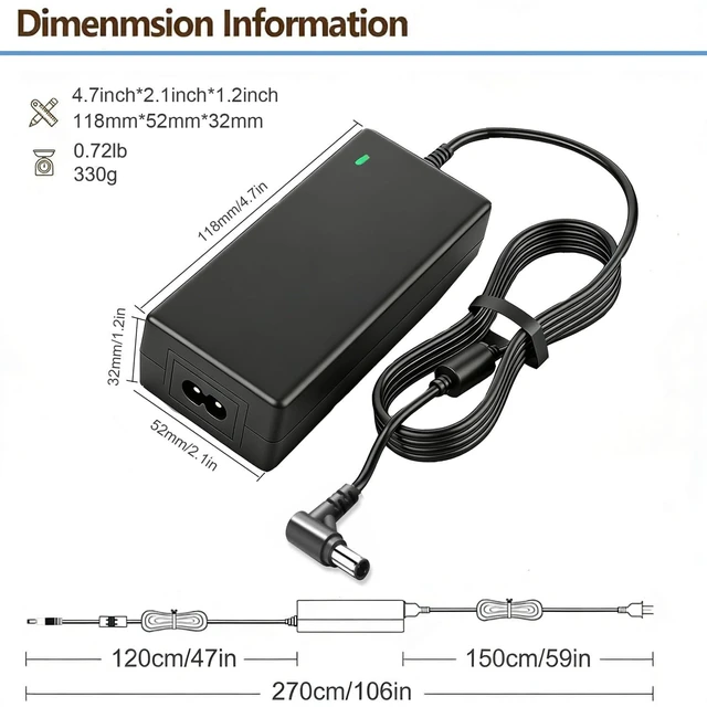 Alt view image 4 of 5 - 12v ac/dc Adapter for psb-7u Compatible with Roland fp-30x FP-60X fp-90x